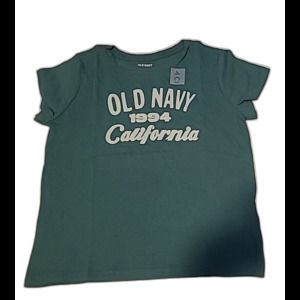 Girls Women OLD NAVY T Shirt Sz L Green Logo design -